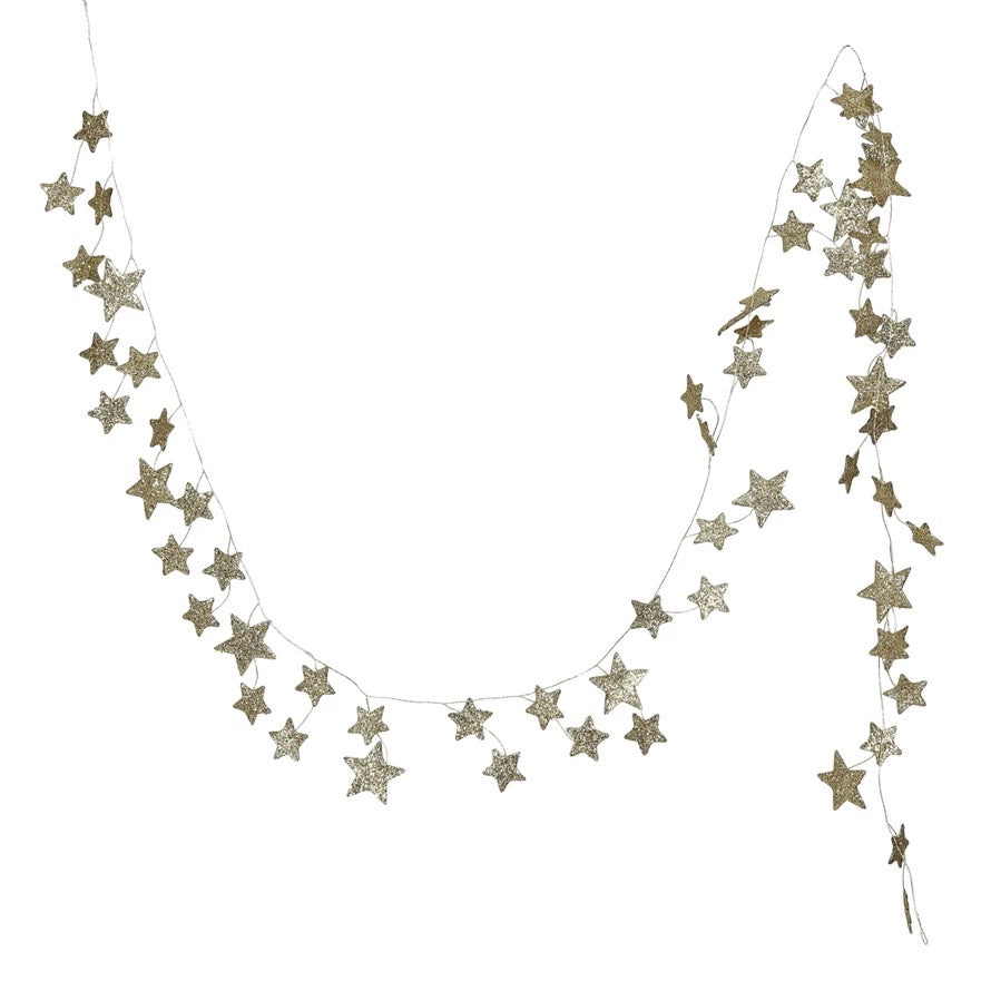 Glitter Paper Star Garland Gold - 72"