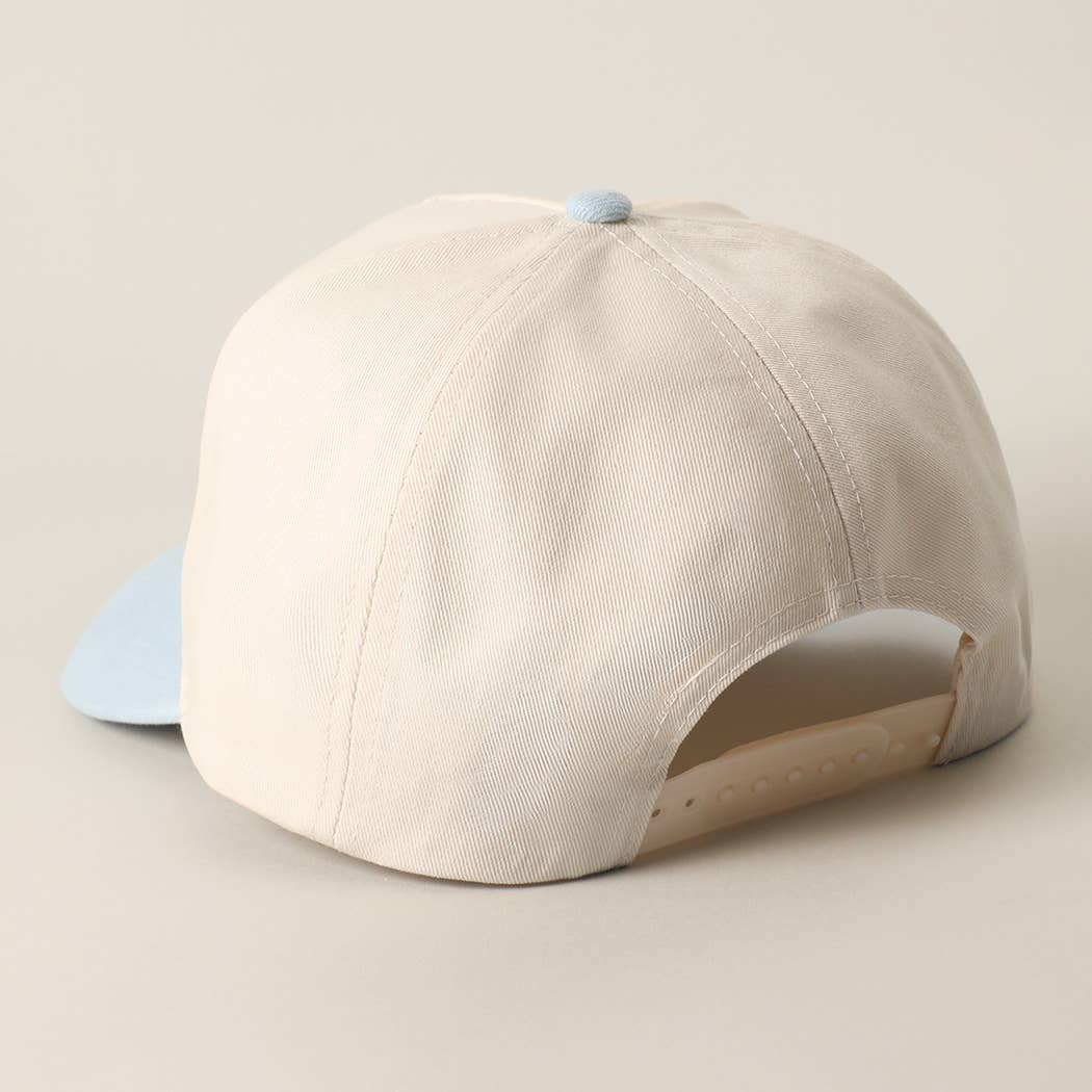 USA Flag Patch Denim Two-Tone Baseball Cap: RED