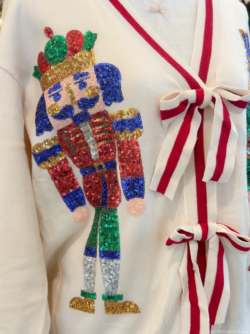 Cardigan With Bow Detail  Nutcracker Sequins