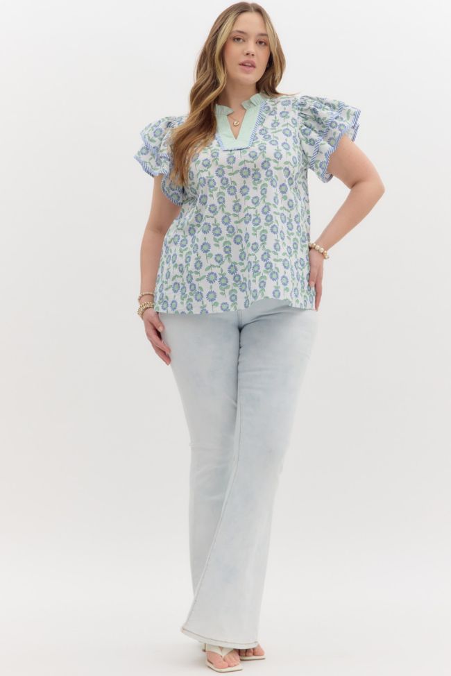 Mint Meadow Flutter Top - Curvy