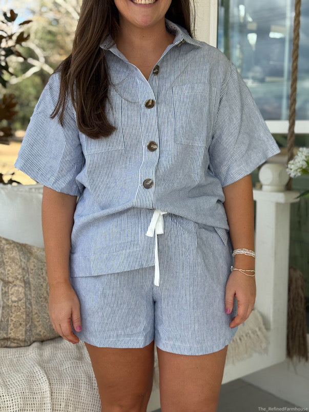 Alison Linen Striped Button-Up Shirt