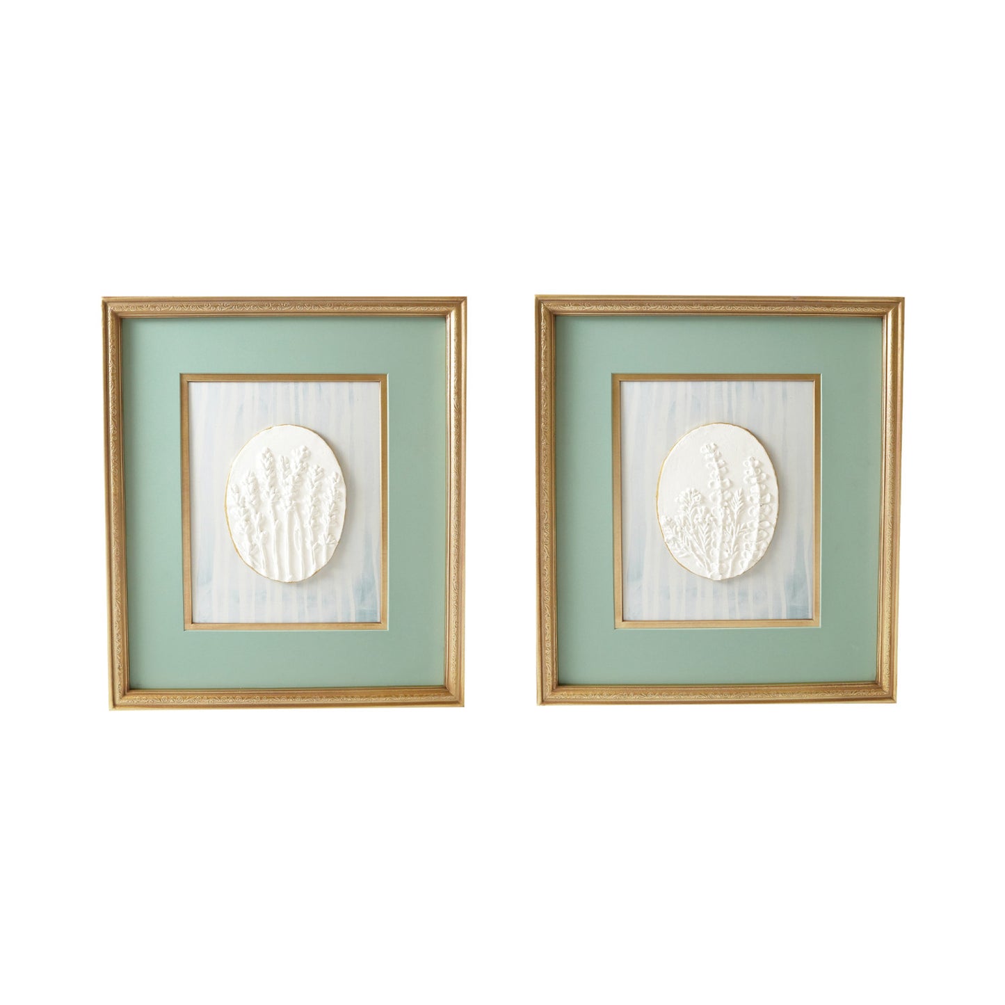 Wood Framed Wall Décor w/ Embossed Resin Botanicals, Gold Finish & Multi Color, 2 Styles