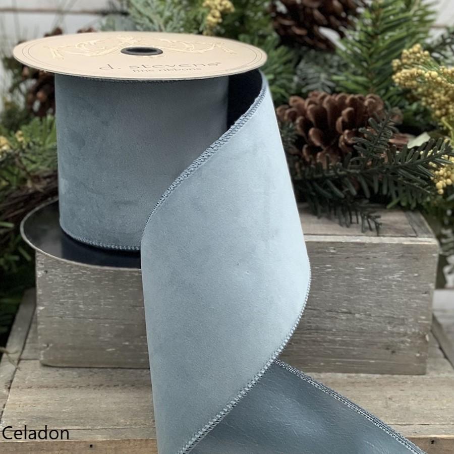 Velvet Taffeta Ribbon – Celadon (4" x 10)