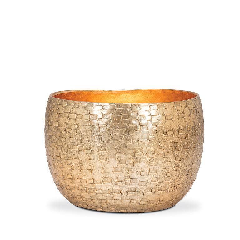 Large Round Hammered Votive-Antique Gold-3.5"H