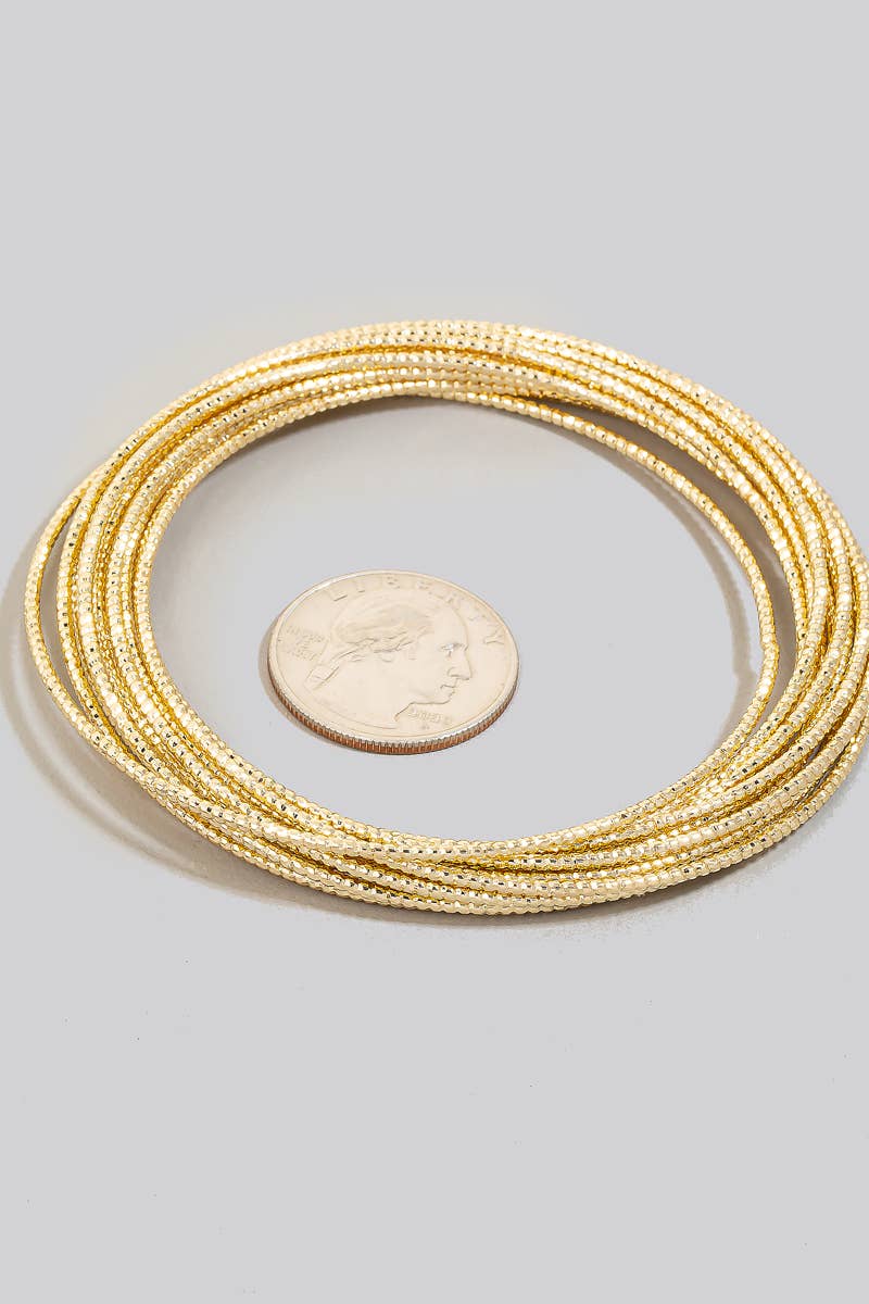Layered Dainty Metallic Bangle Bracelet Set: G