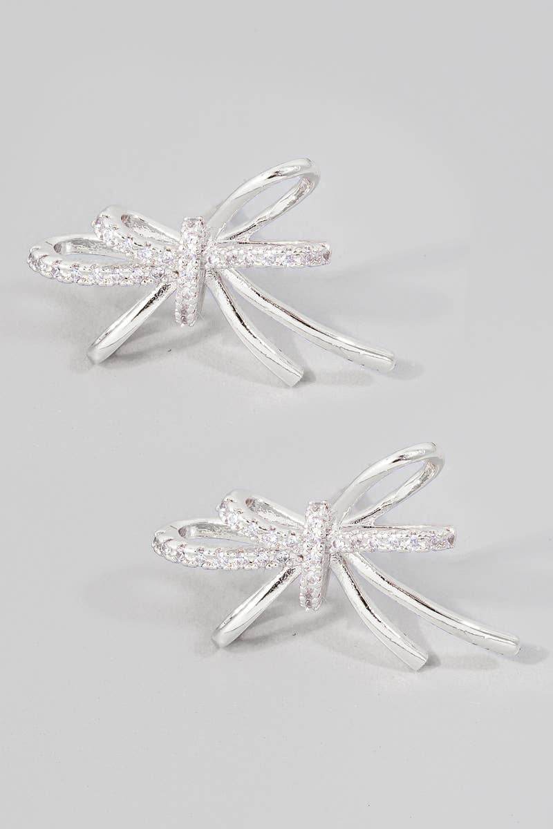 Mini Pave Ribbon Bow Stud Earrings: G