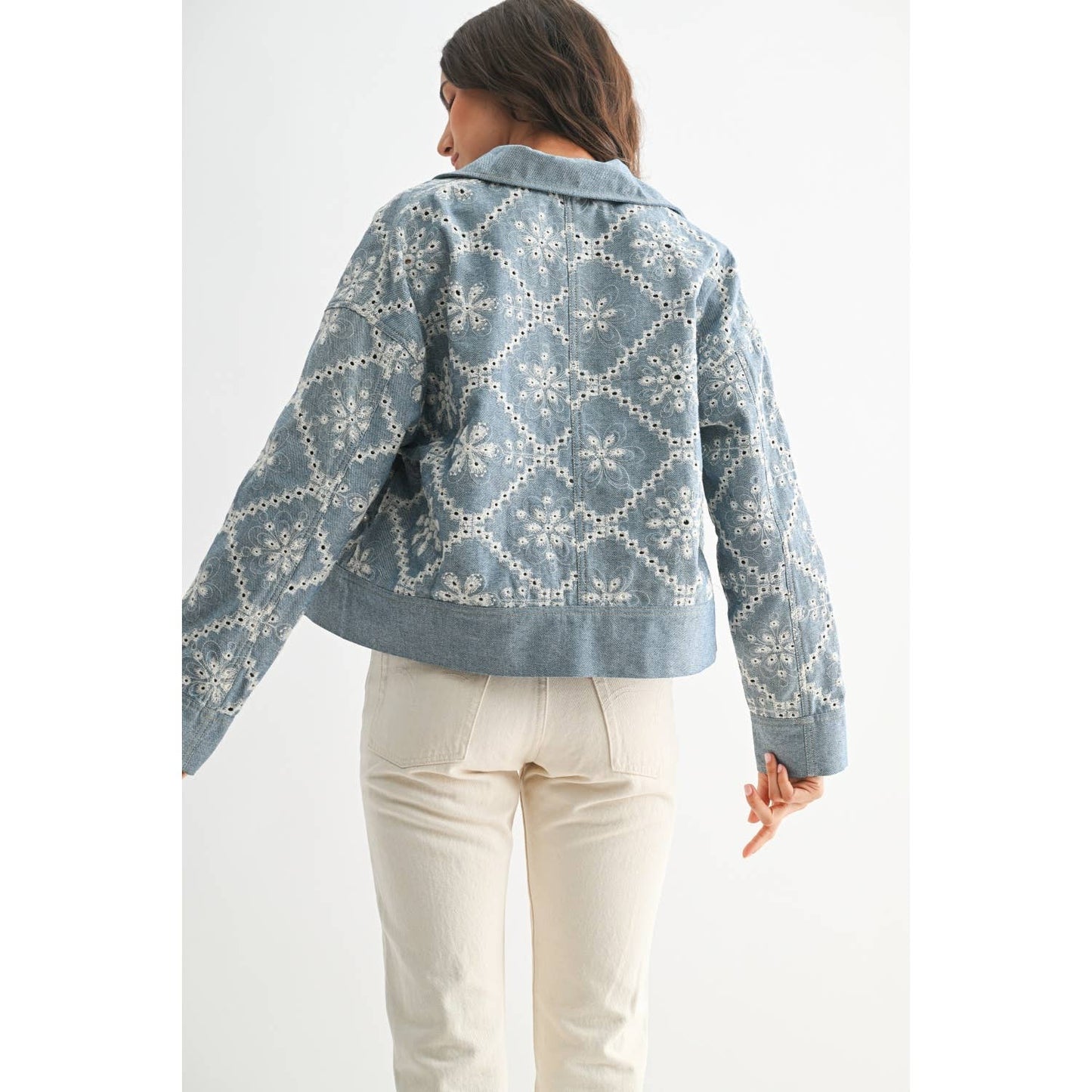 Embroidered Light Denim Jacket