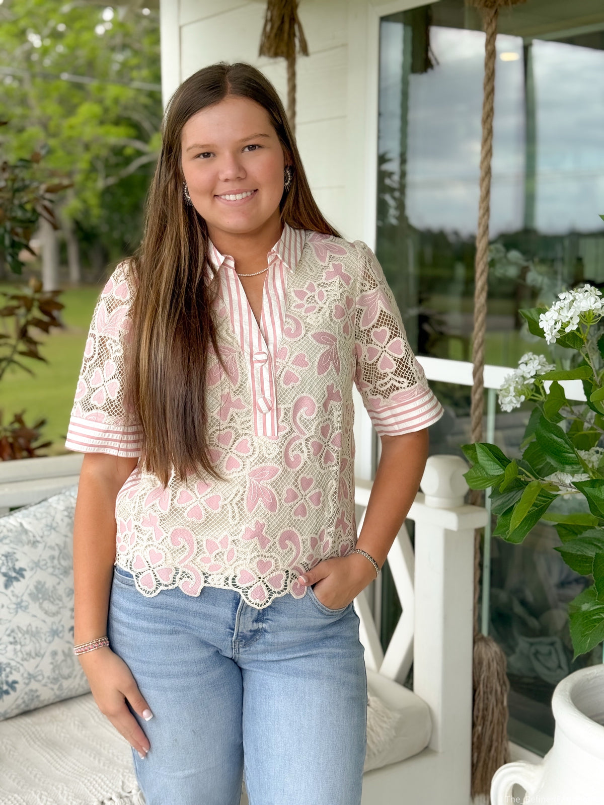 Sweet Grace Mixed Lace Blouse