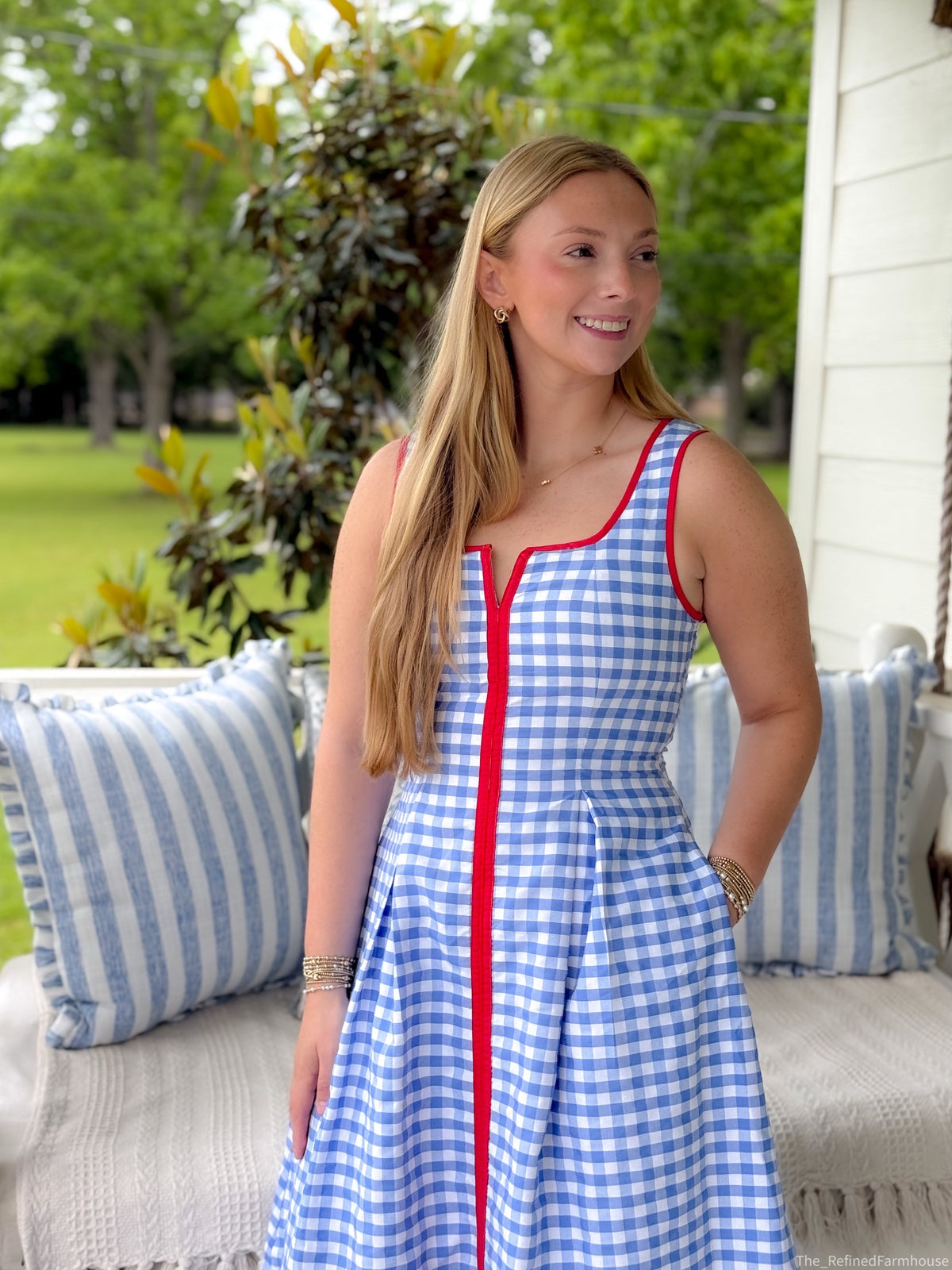 Sweet Picnic Gingham Midi Dress