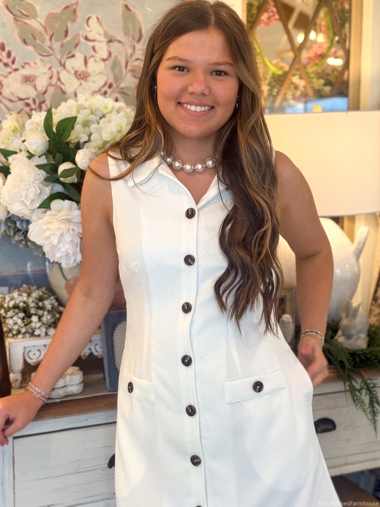 Ivory Charm Button Dress