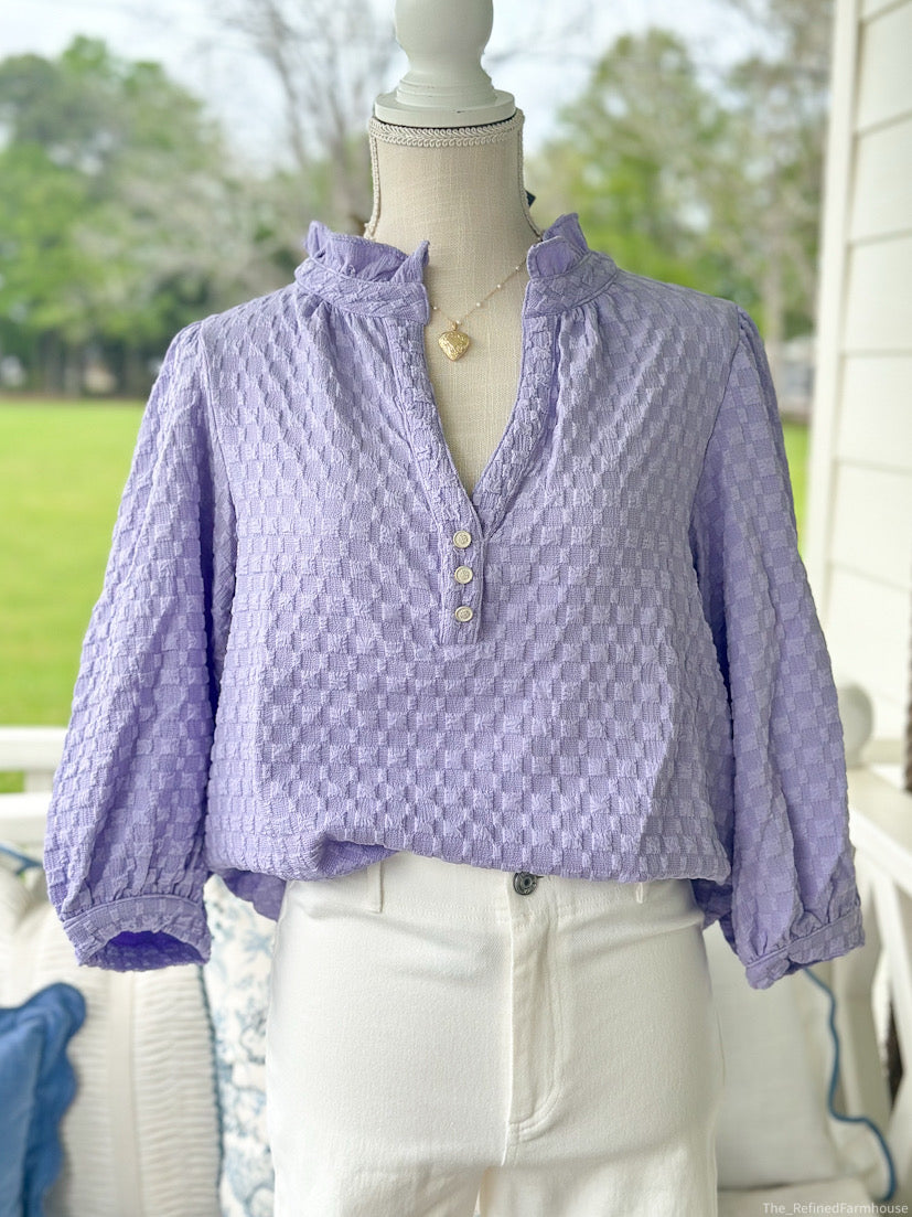Lavender Ruffle 3/4 sleeves top