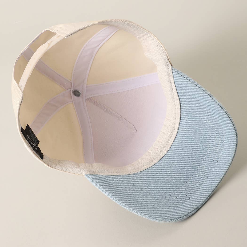 USA Flag Patch Denim Two-Tone Baseball Cap: RED