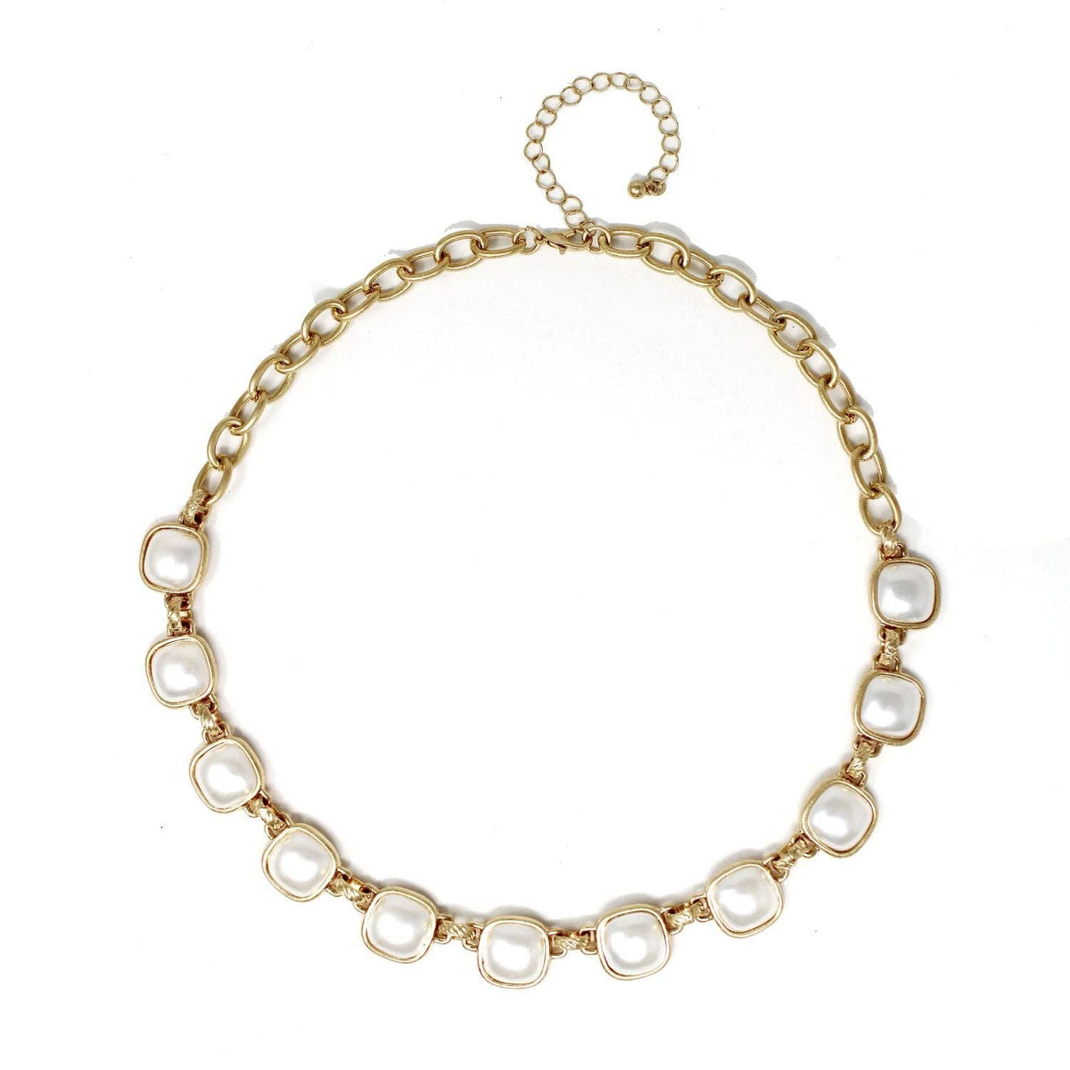 Gold Chain with Squared Pearl 16"-18" Necklace