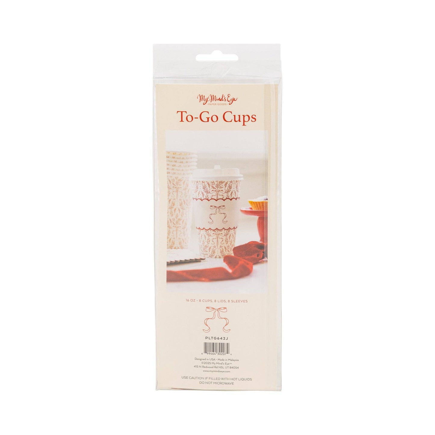 PLTG642J - Christmas Red Bow To Go Cups