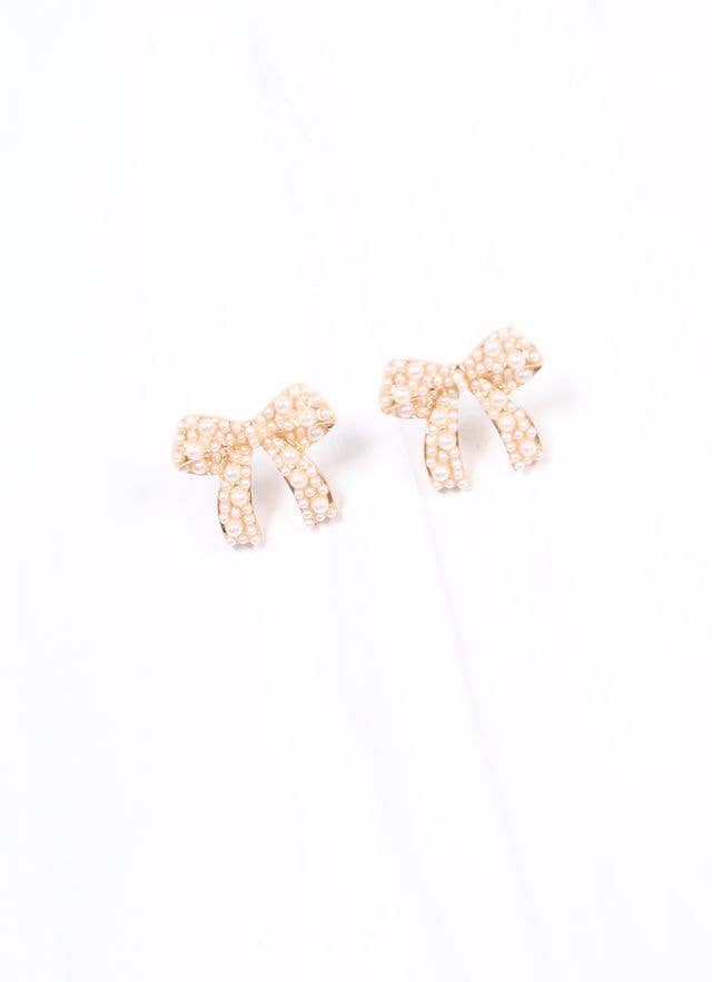 Paige Pearl Bow Earring Gold