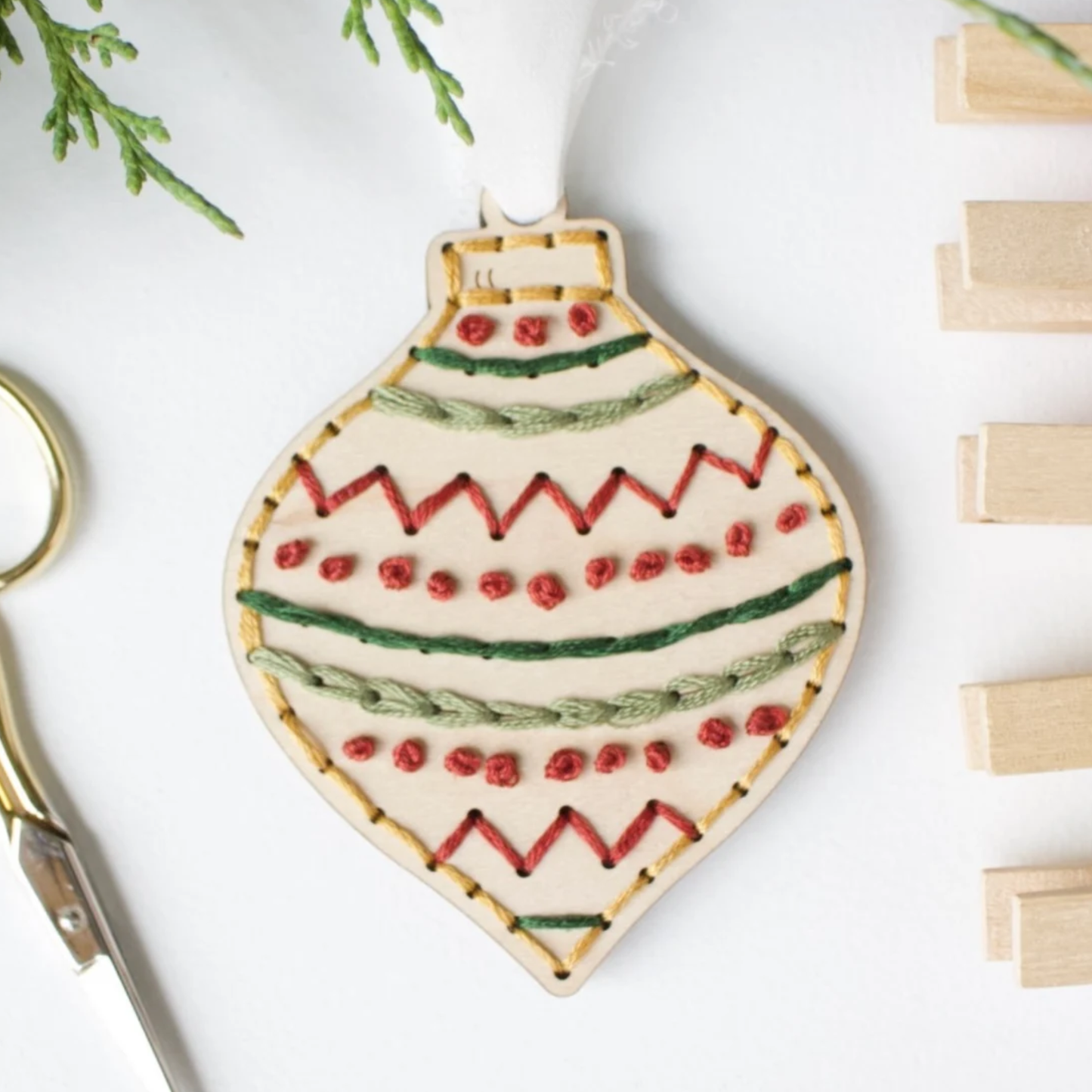 Vintage Glass Ornament Embroidery Kit – Christmas DIY Craft: Boxed