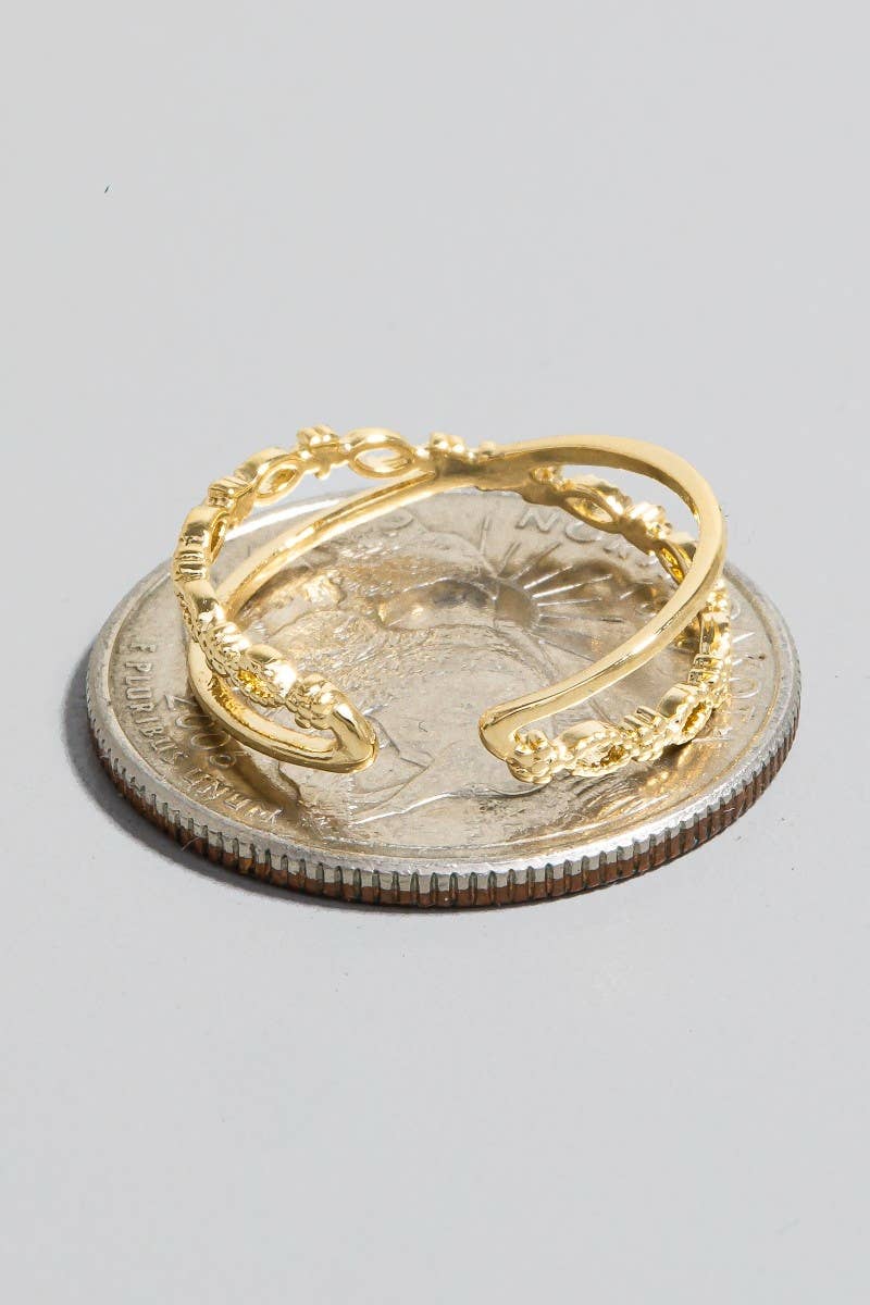 Gold Dipped Cz Layered Open Band Ring - 5.5