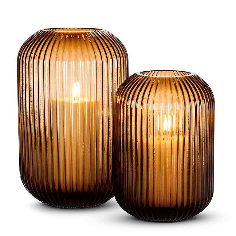 Medium Ridge Capsule Vase - Brown - 9"H