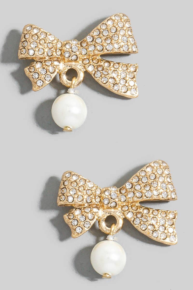 Twinkle Bow Pearl Studs