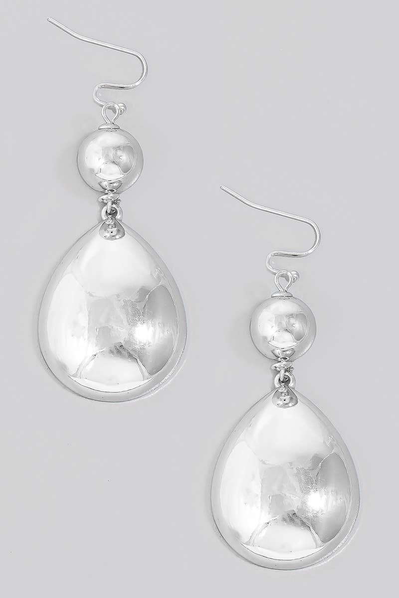Metallic Tear And Sphere Dangle Hook Earrings: GD