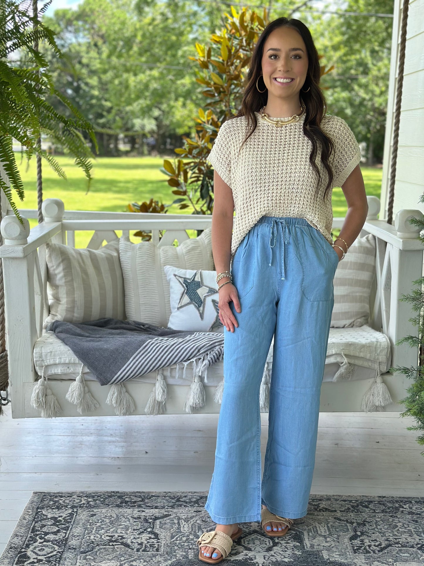 Sandy Breeze Crochet Sweater Top
