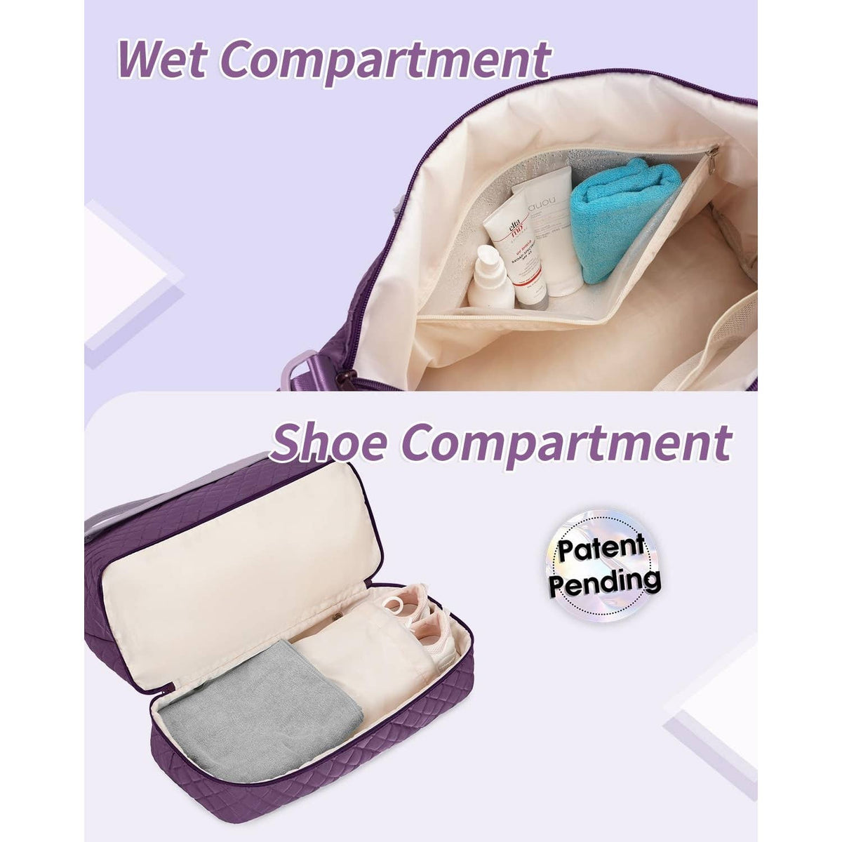 Airplane Approved Duffle Bag & Toiletry Bag Set 2 PCS: Black
