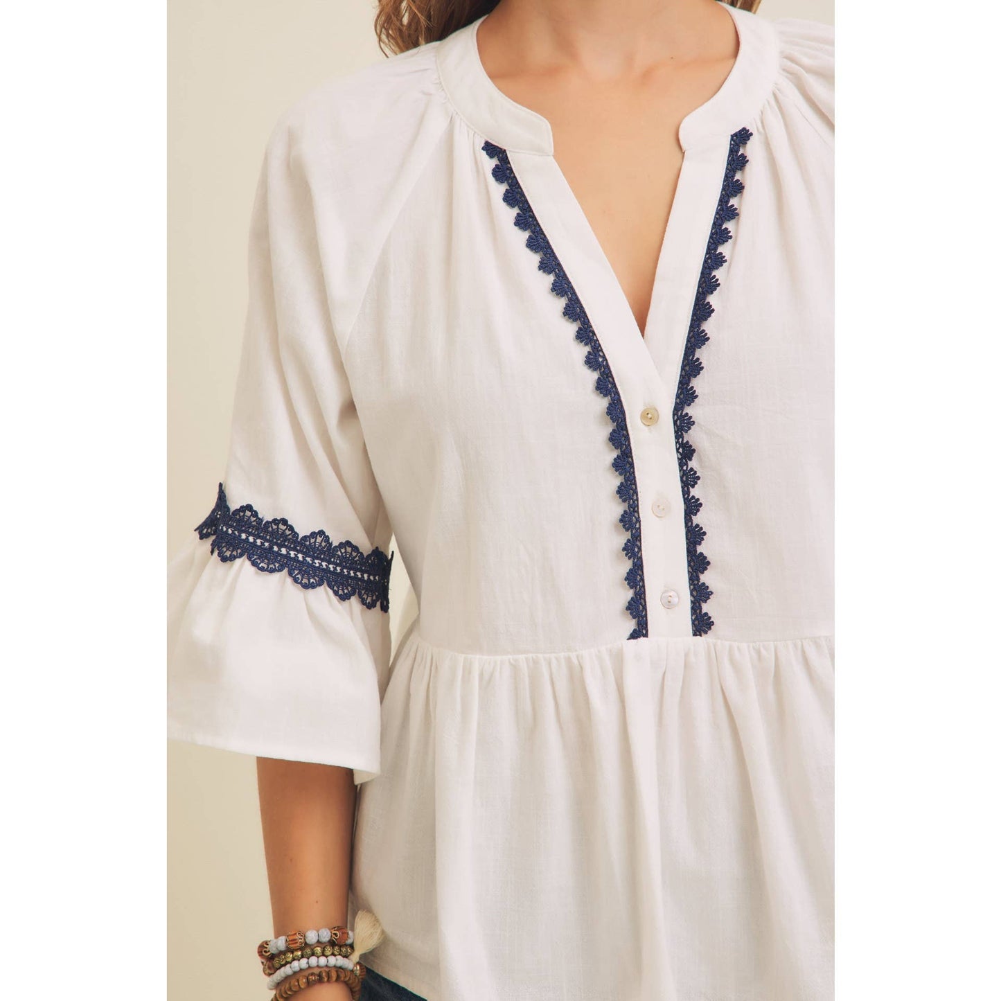 Button Down Baby Doll Peplum Top
