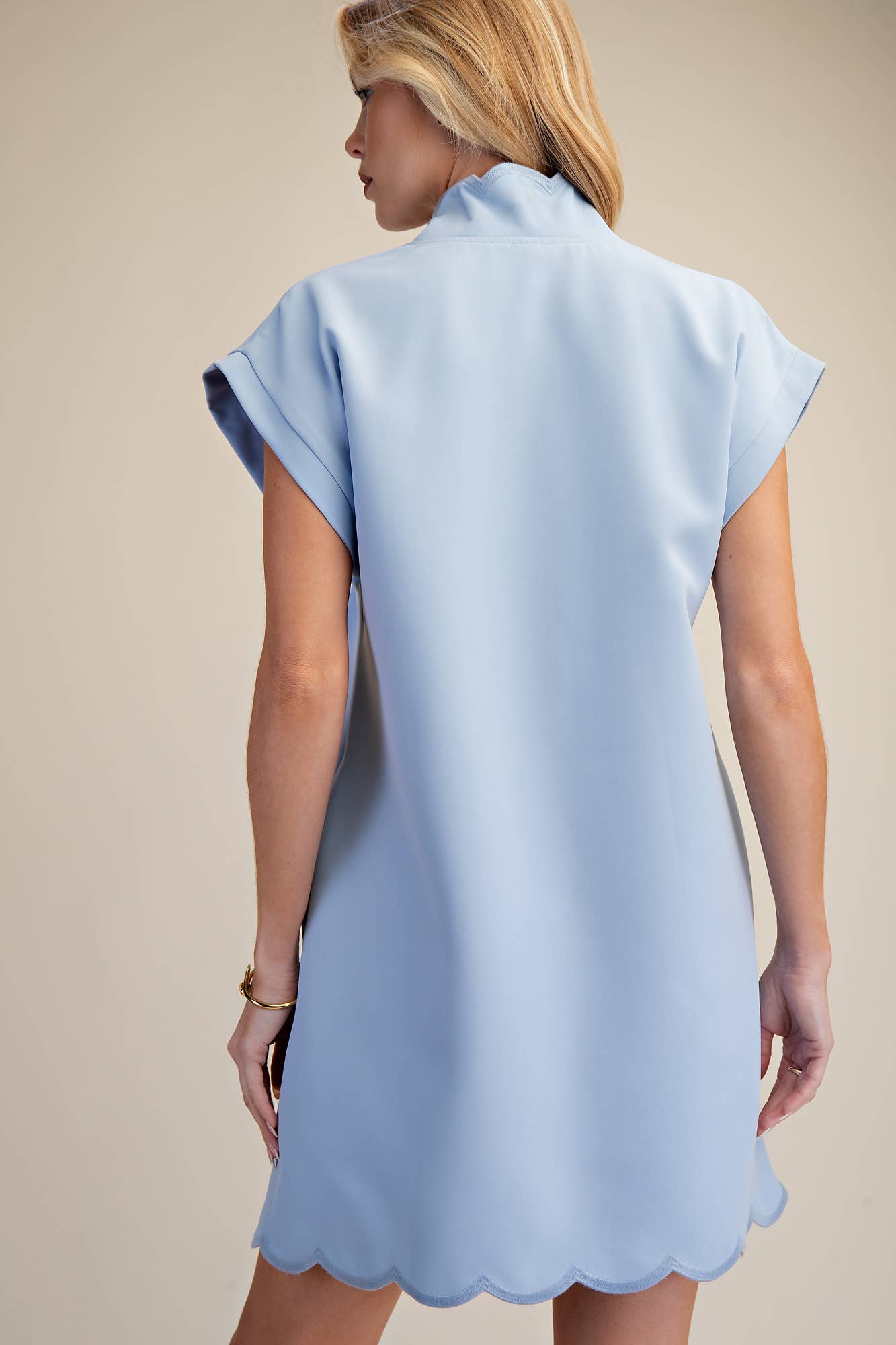 Scalloped in Style Dress – Blue