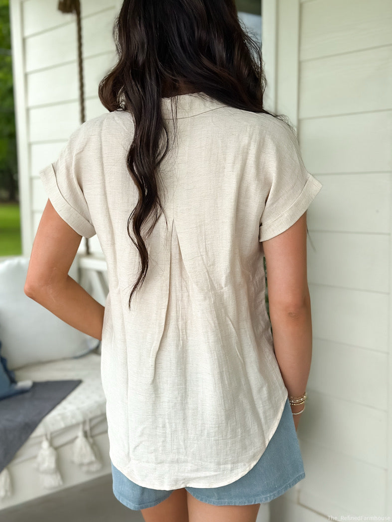 The Oat Linen Button-Up