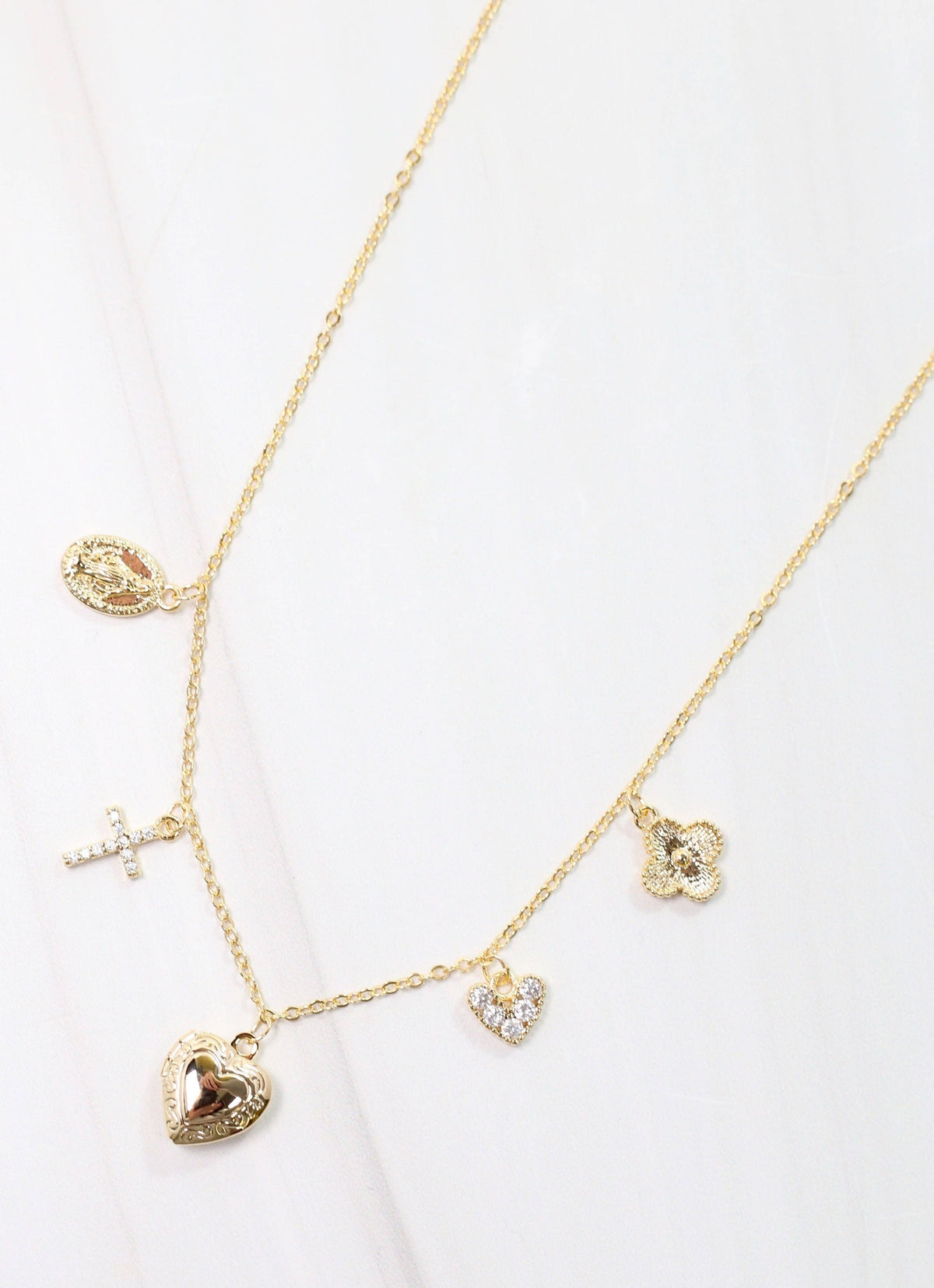 Clarence Charm Necklace Gold