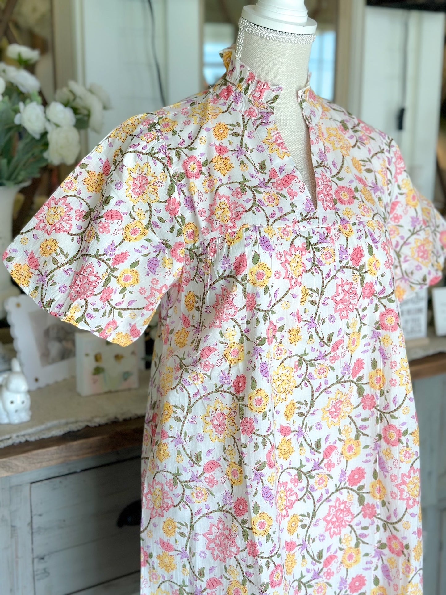 Flower Paisley Print Short Sleeve Dress