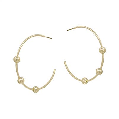 Gold Hoop with 5MM Beaded Accent 1" Earring
