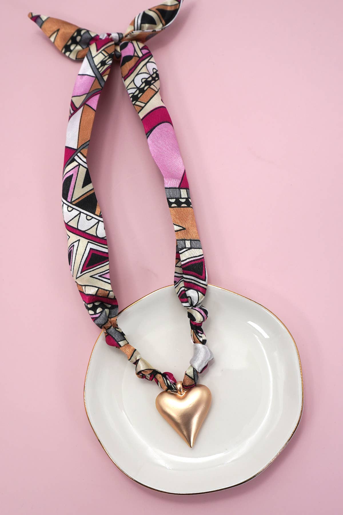 Heart & Abstract Handmade Scarf Necklace