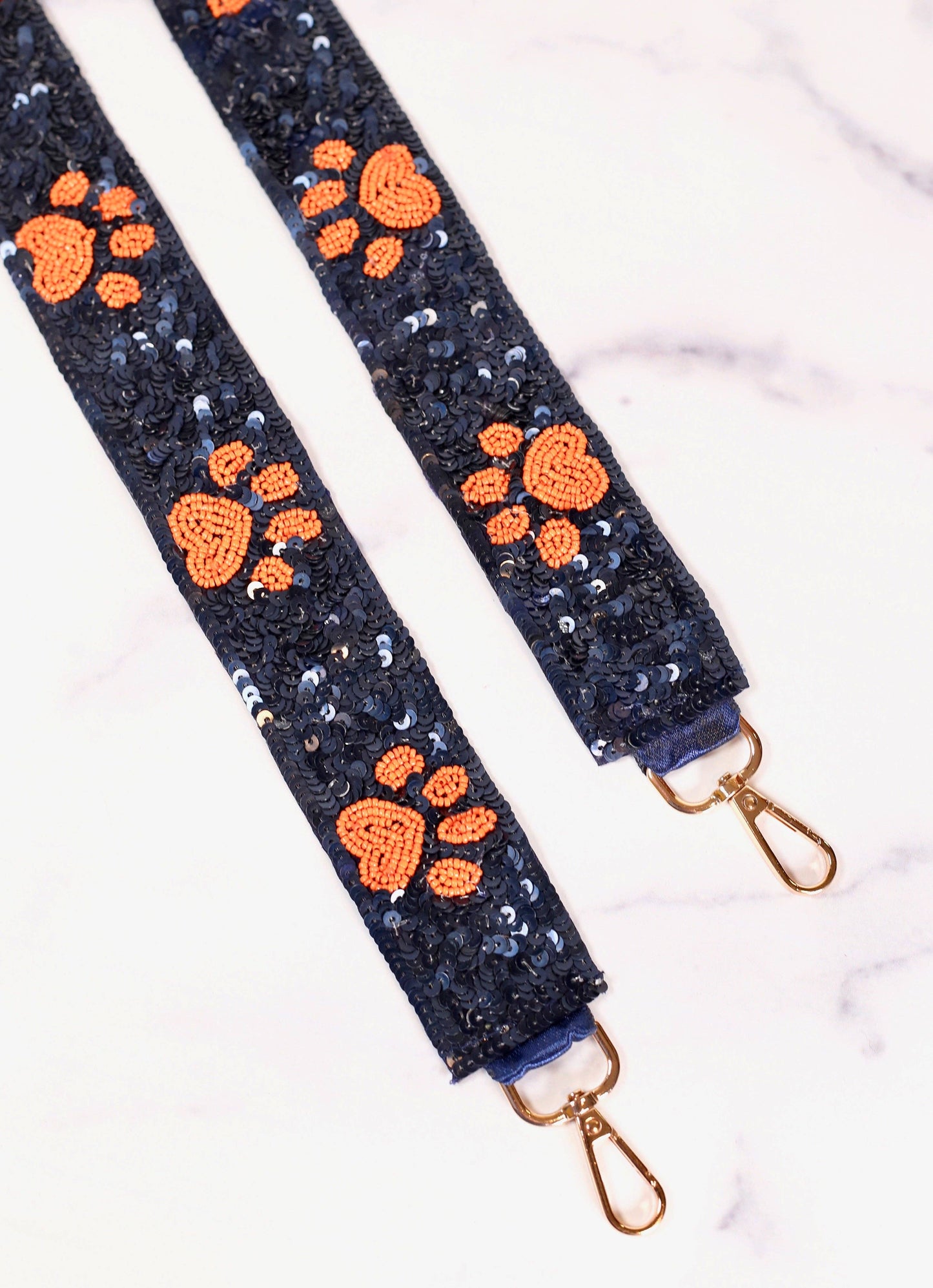 Kickoff Paw Print Sequin Crossbody Strap NAVY