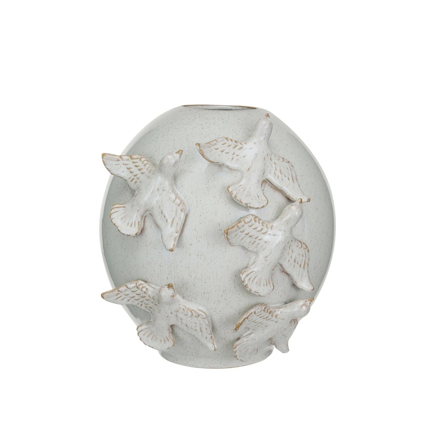 Handmade Stoneware Vase w/ Birds