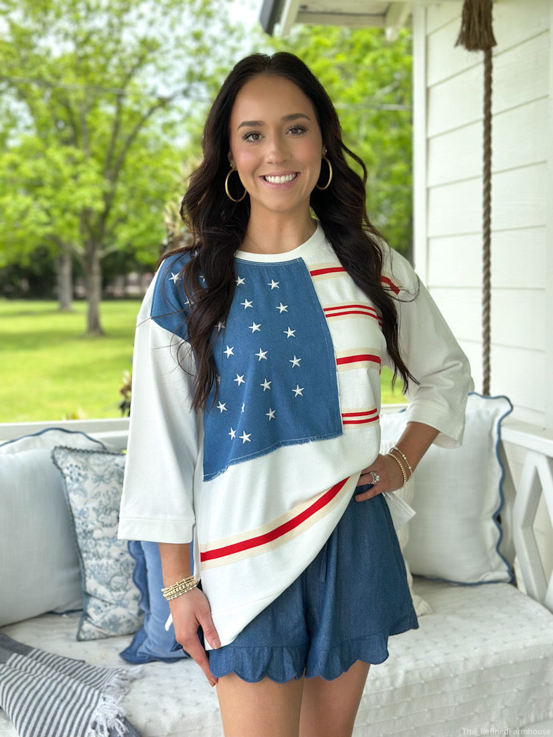 American Flag Patch Top