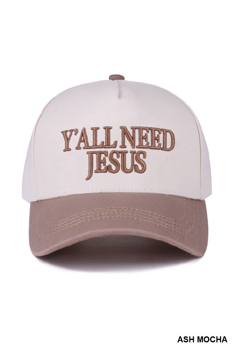 Y’all Need Jesus Two-Tone Canvas Cap