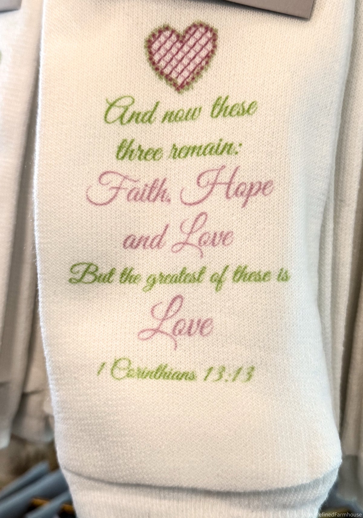 1 Cor. 13:13 Greatest of these is LOVE socks