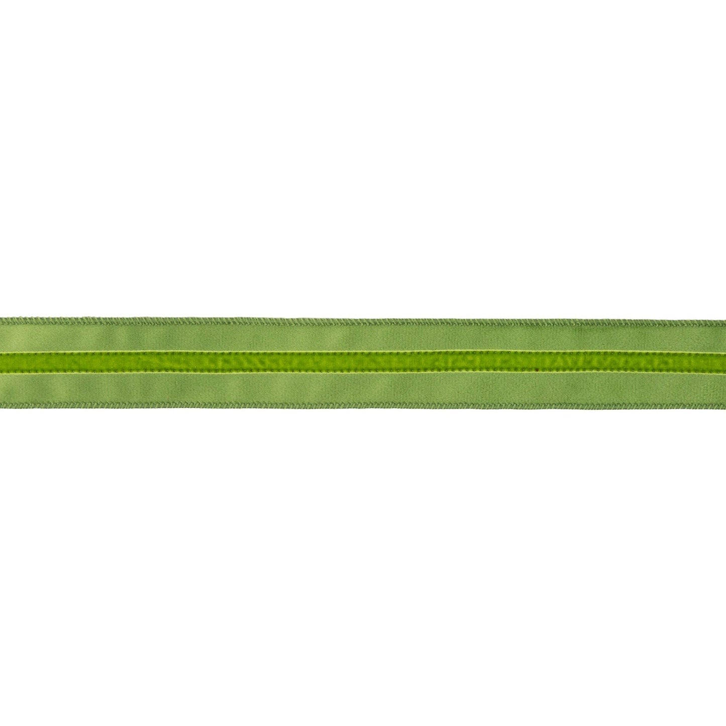 1 1/2" Wired Velvet Ribbon w/ Trim | Green w/ Green Trim | 10 Yard Roll