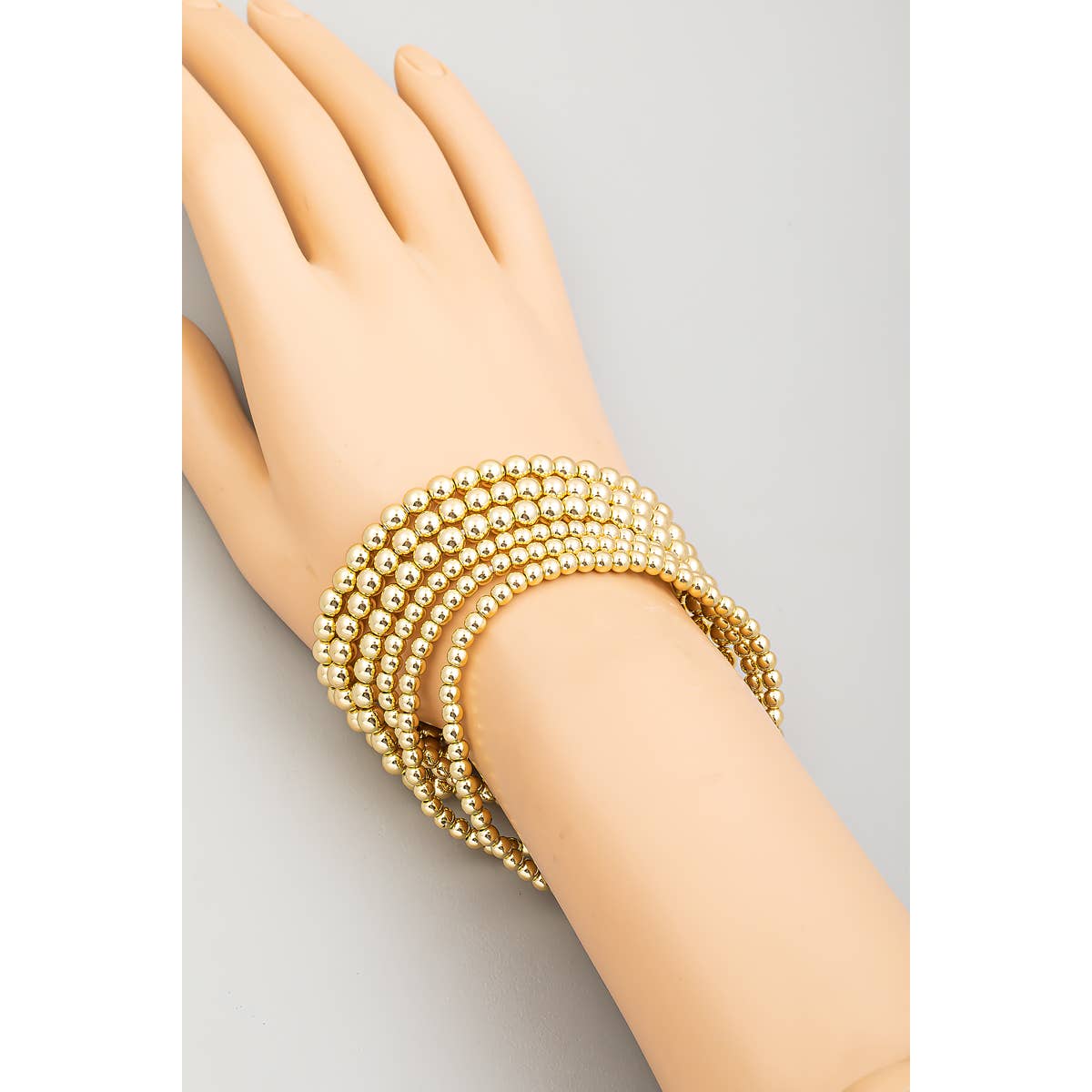 Gold Dipped Ball Bead Bracelet Set: S
