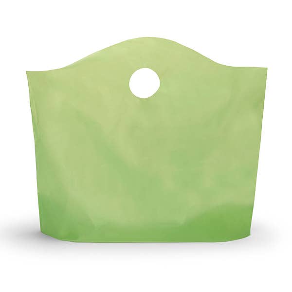 Wave Top Plastic Retail Merchandise Bags: Clear Frosted, Medium 18x15x6"