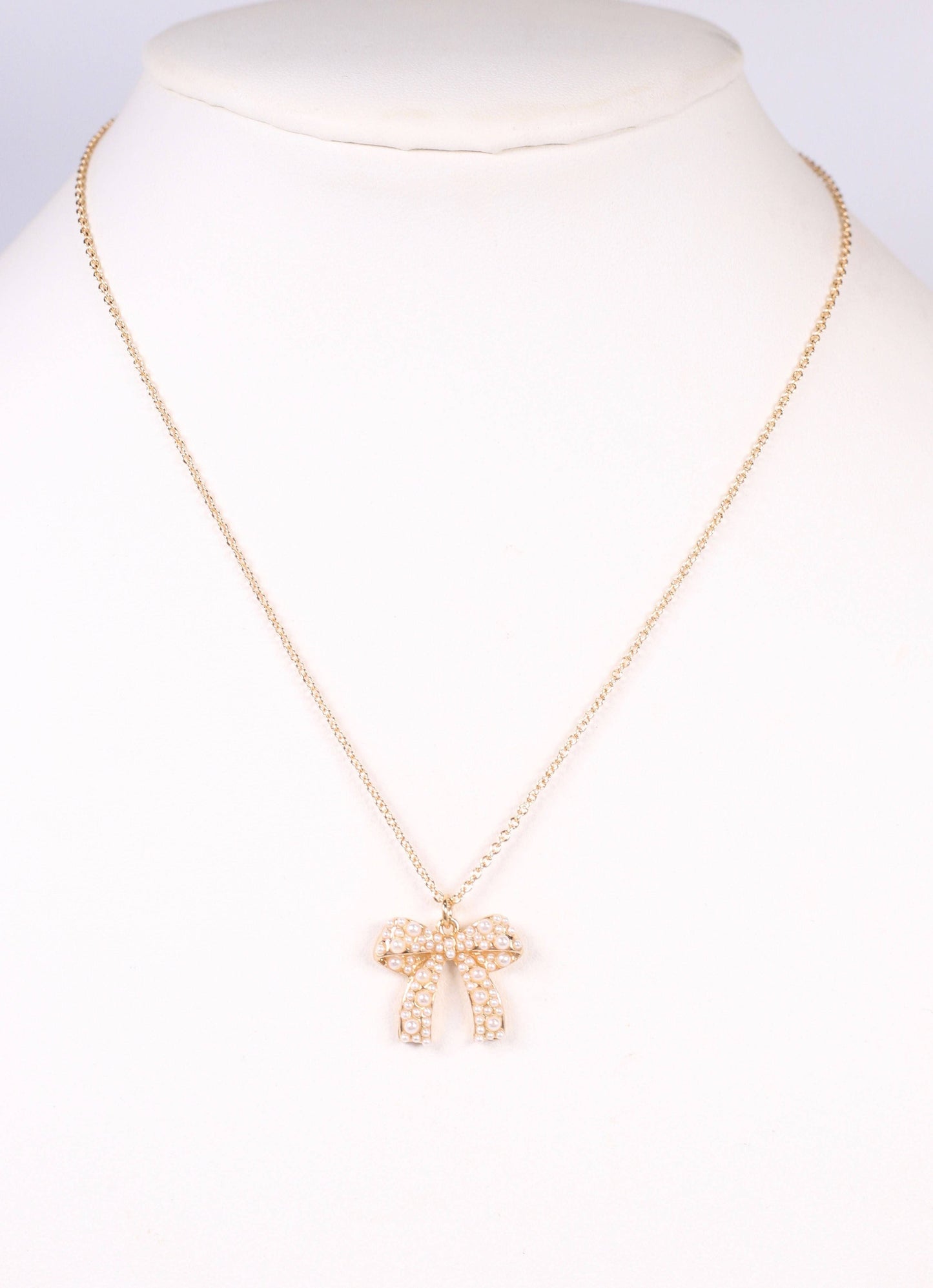 Lohan Pearl Bow Necklace Gold