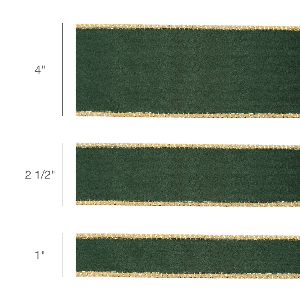 2 1/2" Reversible Classic Velvet Wired Ribbon | Green/Gold | 10 Yard Roll