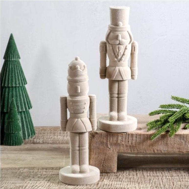 Ivory Velvet Nutcrackers - 9.9"