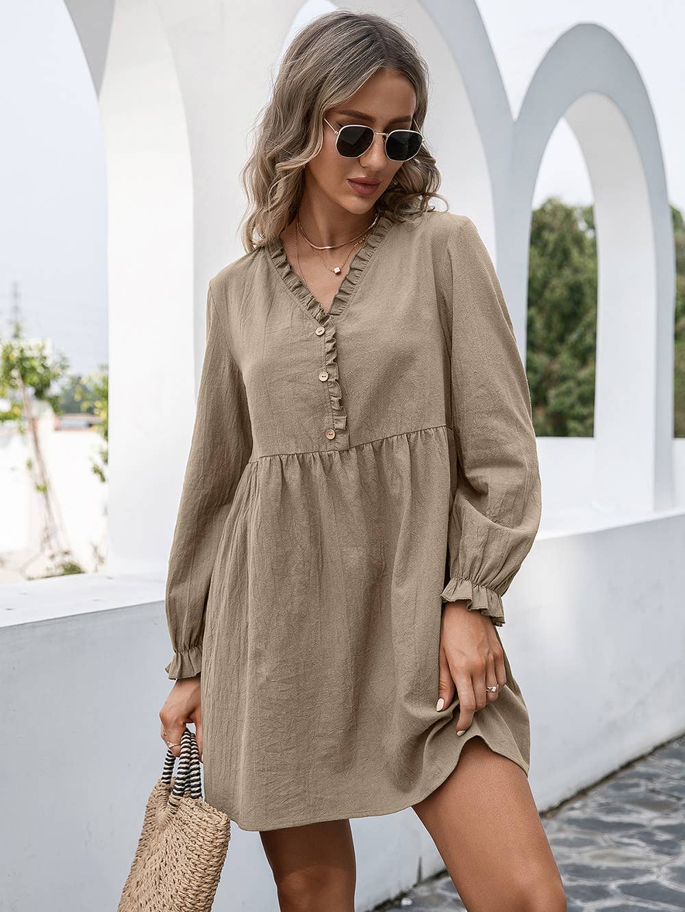 Baby Doll Ruffle Trim Dress