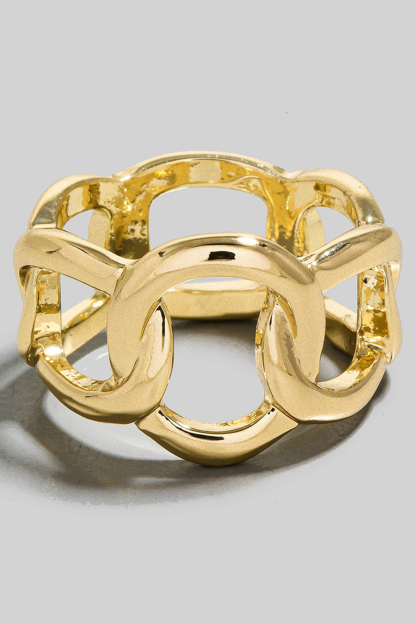Wide Metallic Solid Chain Band Ring: G