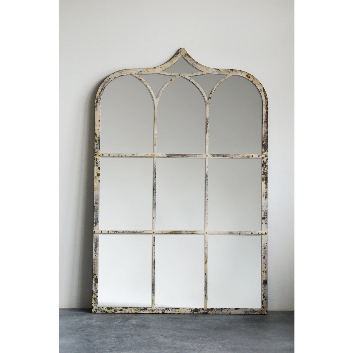 Distressed Metal Framed Wall Mirror