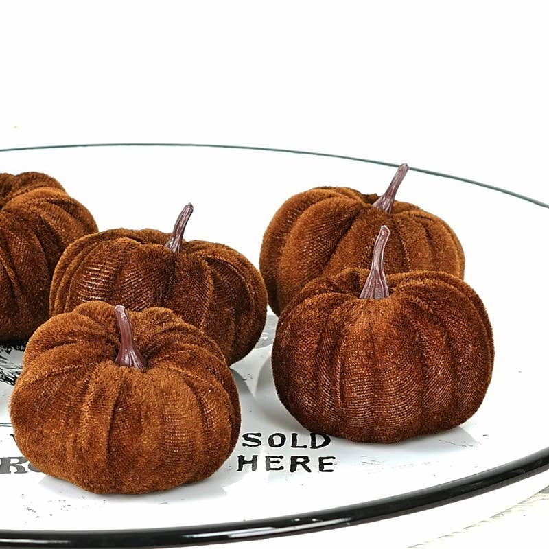 Brown Mini Velvet Pumpkin Bag