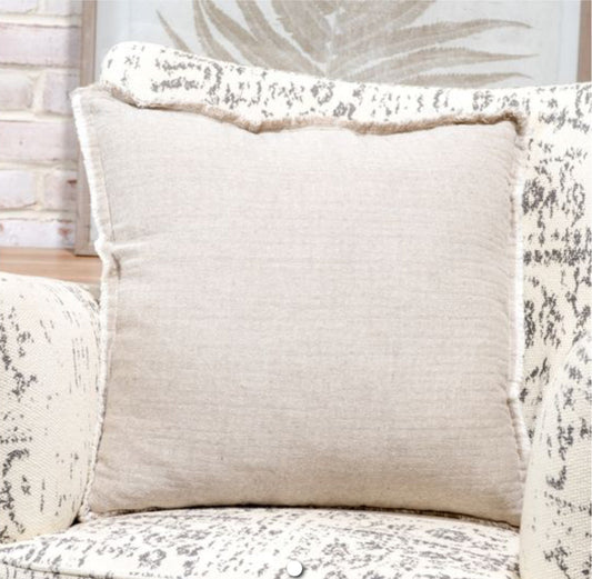 Beige Cotton Pillow 20" X 20"