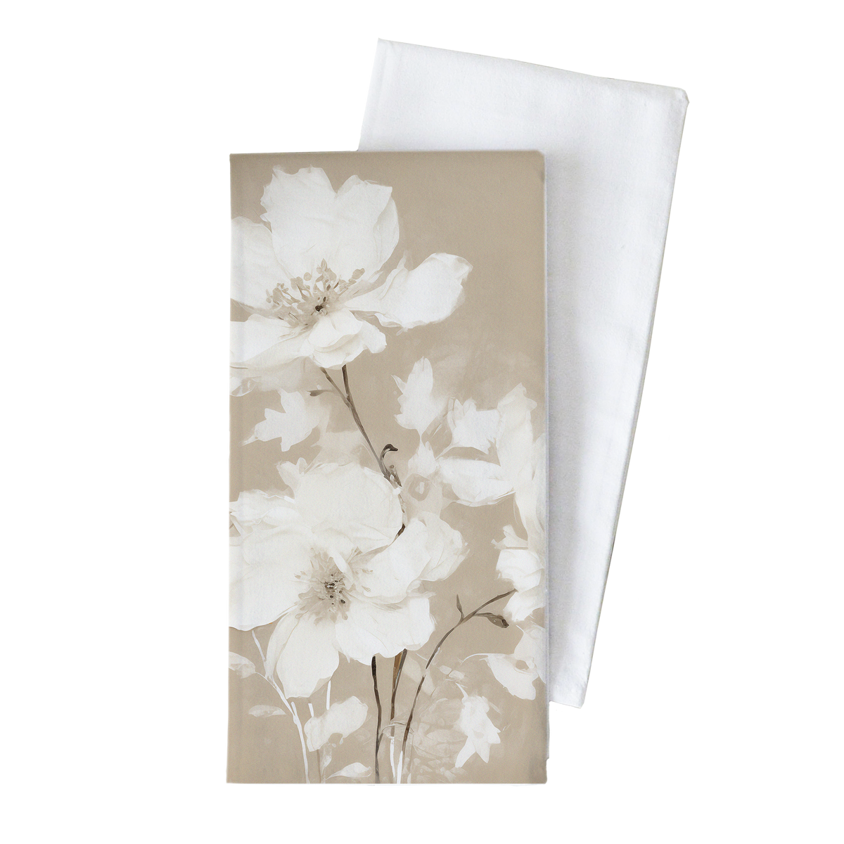 Neutral Floral Kitchen Tea Towel: Natural